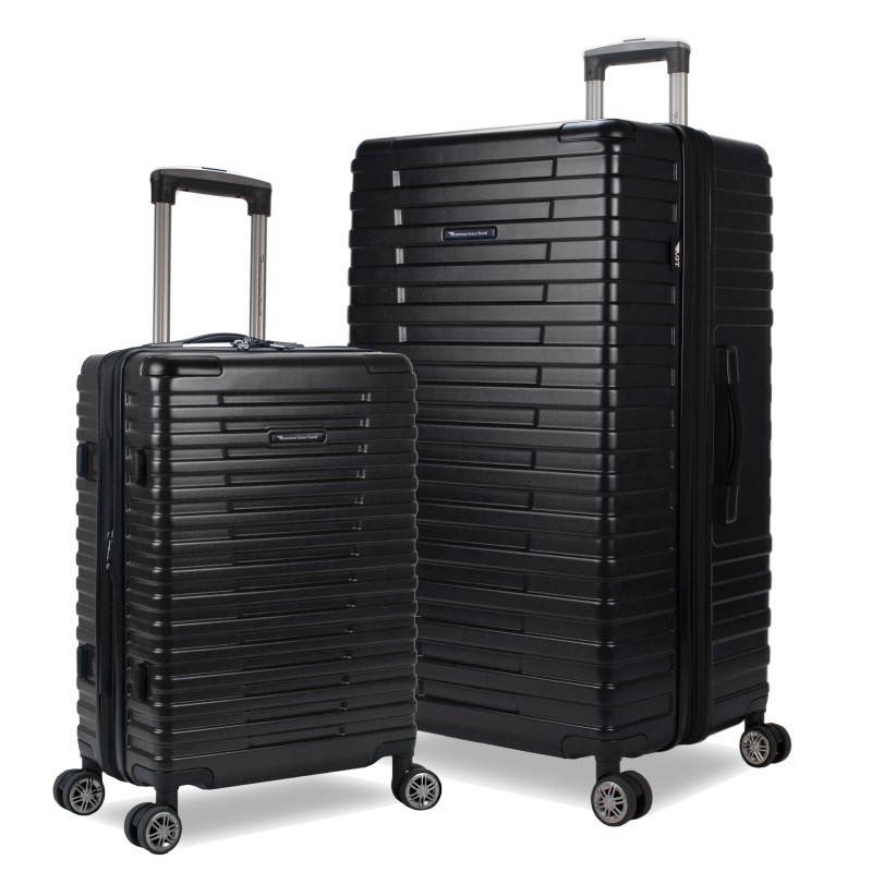 Travel Titan 2-Piece Set Double Wheel Spinner Trunk Luggage Black
