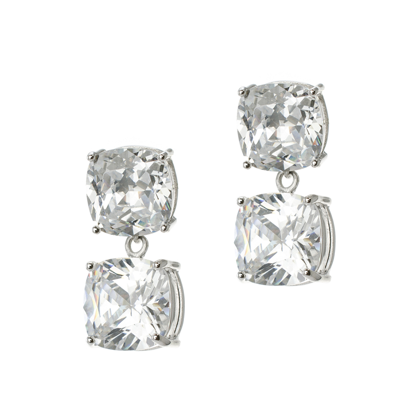 Ladies Double Cushion Drop Earrings