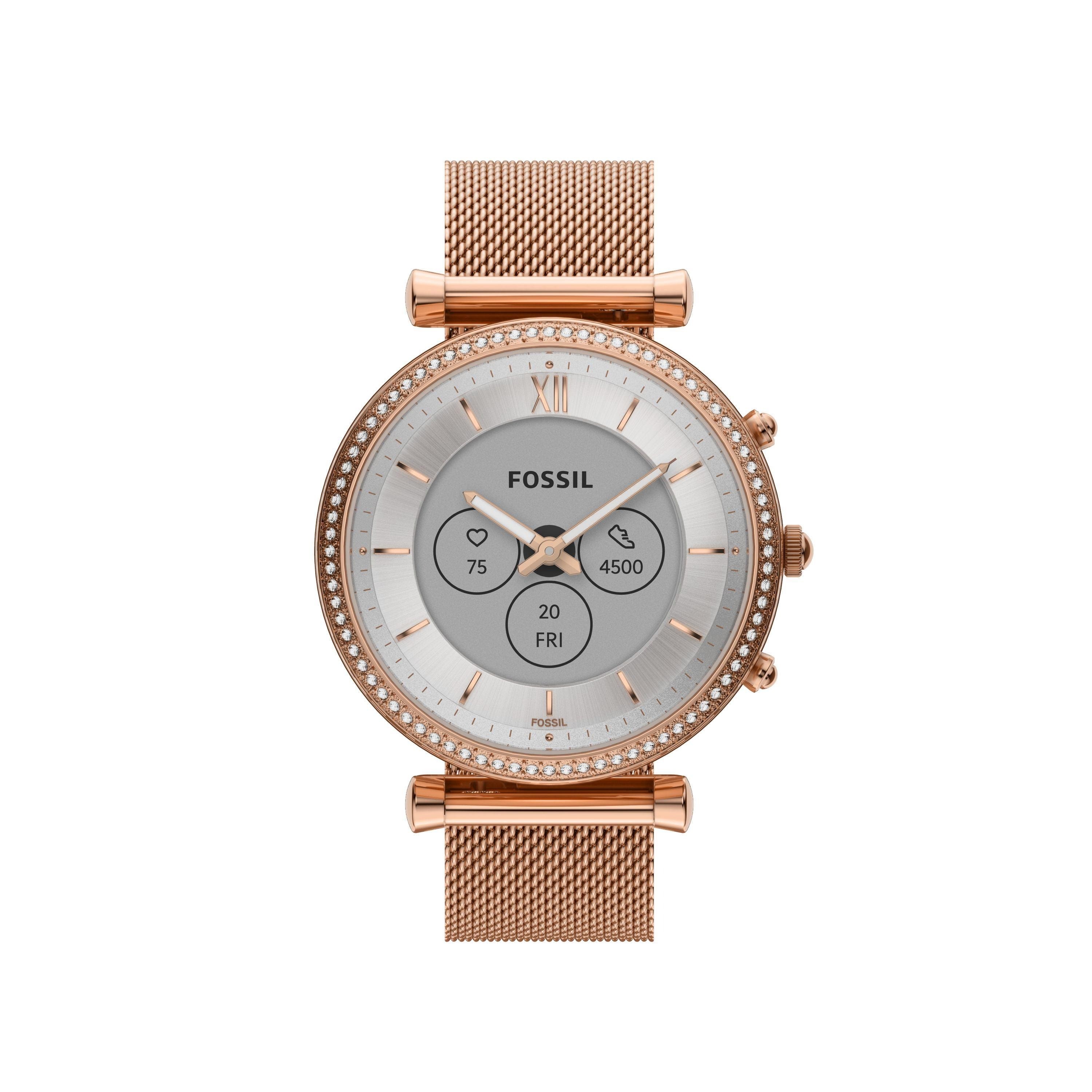 Ladies Carlie Gen 6 Hybrid Rose Gold-Tone Smartwatch Silver Dial
