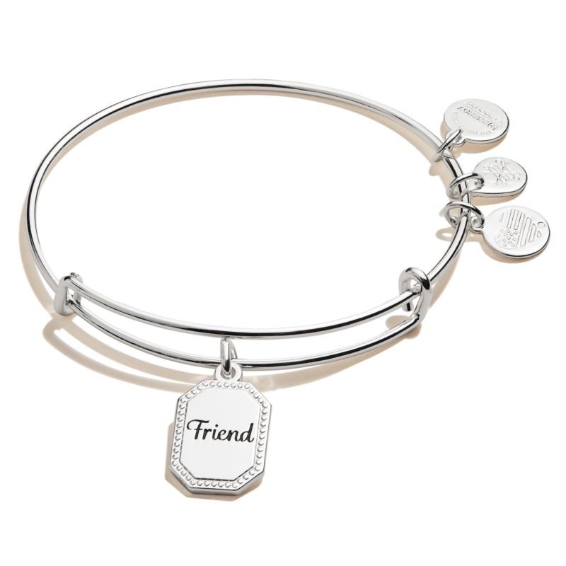 Friend Charm Bangle - Shiny Antique Silver