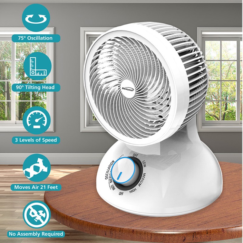 6 Inch 3 Speed Oscillating Air Circulator Desktop Fan - (White) 6 Inch 3 Speed Oscillating Air Circulator Desktop Fan - (White)