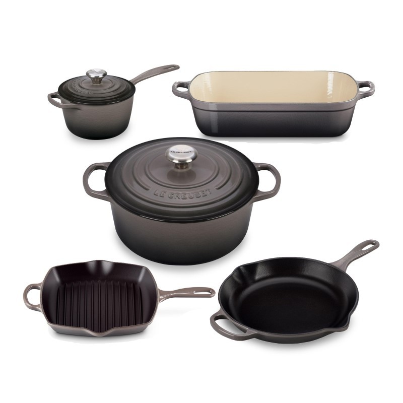 7pc Signature Cast Iron Cookware Set - (Oyster)