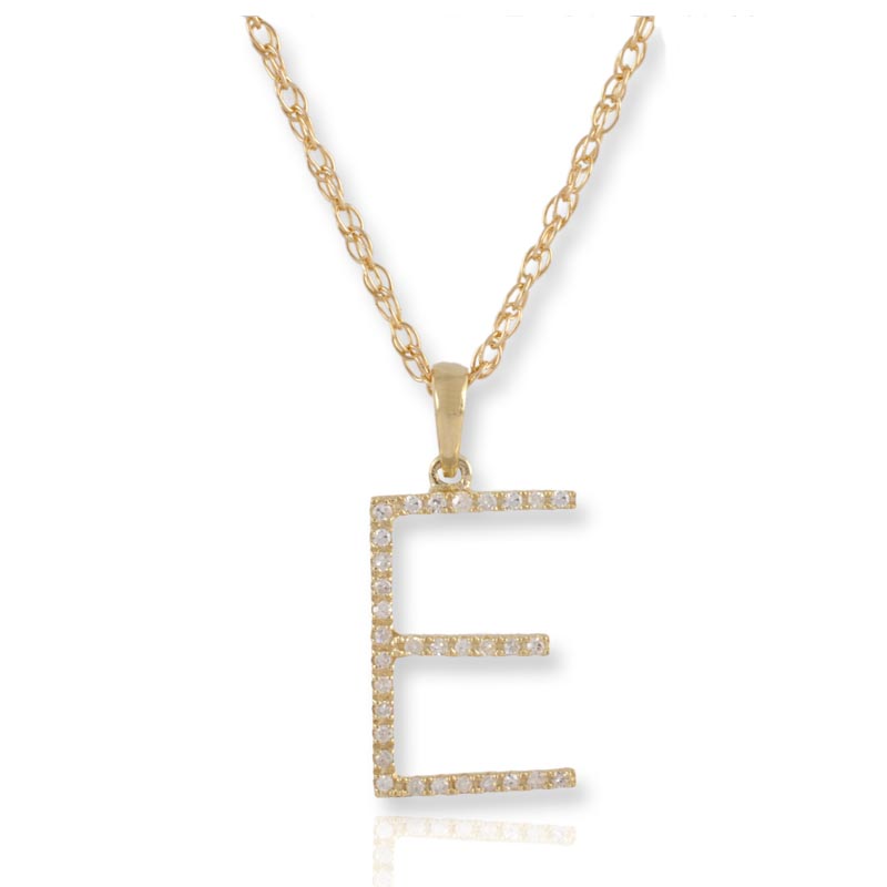 Diamond Initial E Necklace - (Yellow Gold) Diamond Initial E Necklace - (Yellow Gold)