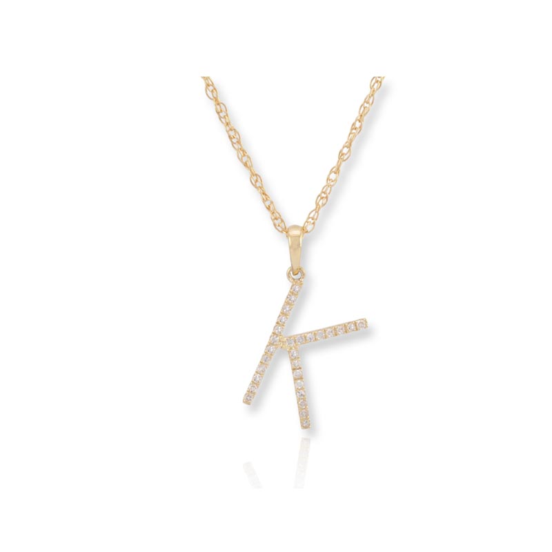 Diamond Initial K Necklace - (Yellow Gold) Diamond Initial K Necklace - (Yellow Gold)
