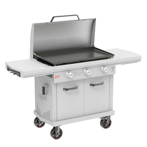 LoCo 36in Series II SmartTemp 3-Burner Griddle with Enclosed Cart, Glossy Chalk