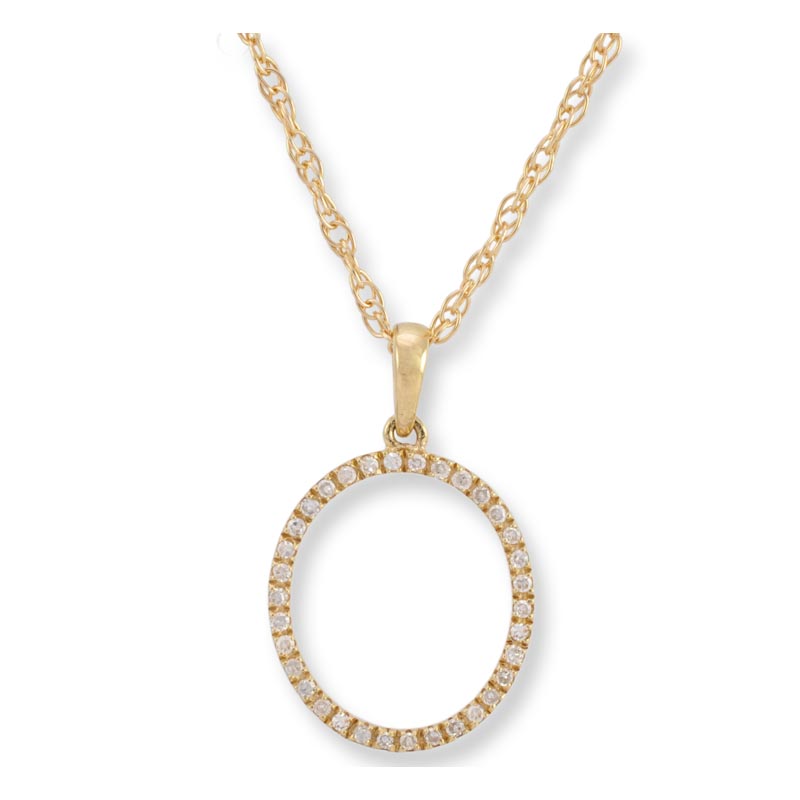 Diamond Initial O Necklace - (Yellow Gold)
