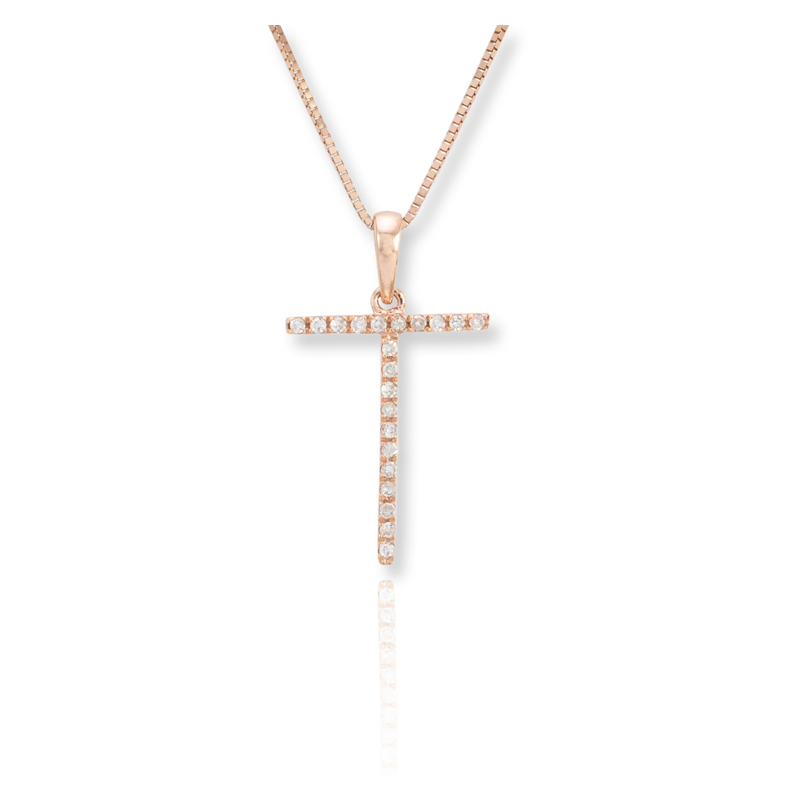 Diamond T Initial Pendant Necklace - (Rose Gold) Diamond T Initial Pendant Necklace - (Rose Gold)
