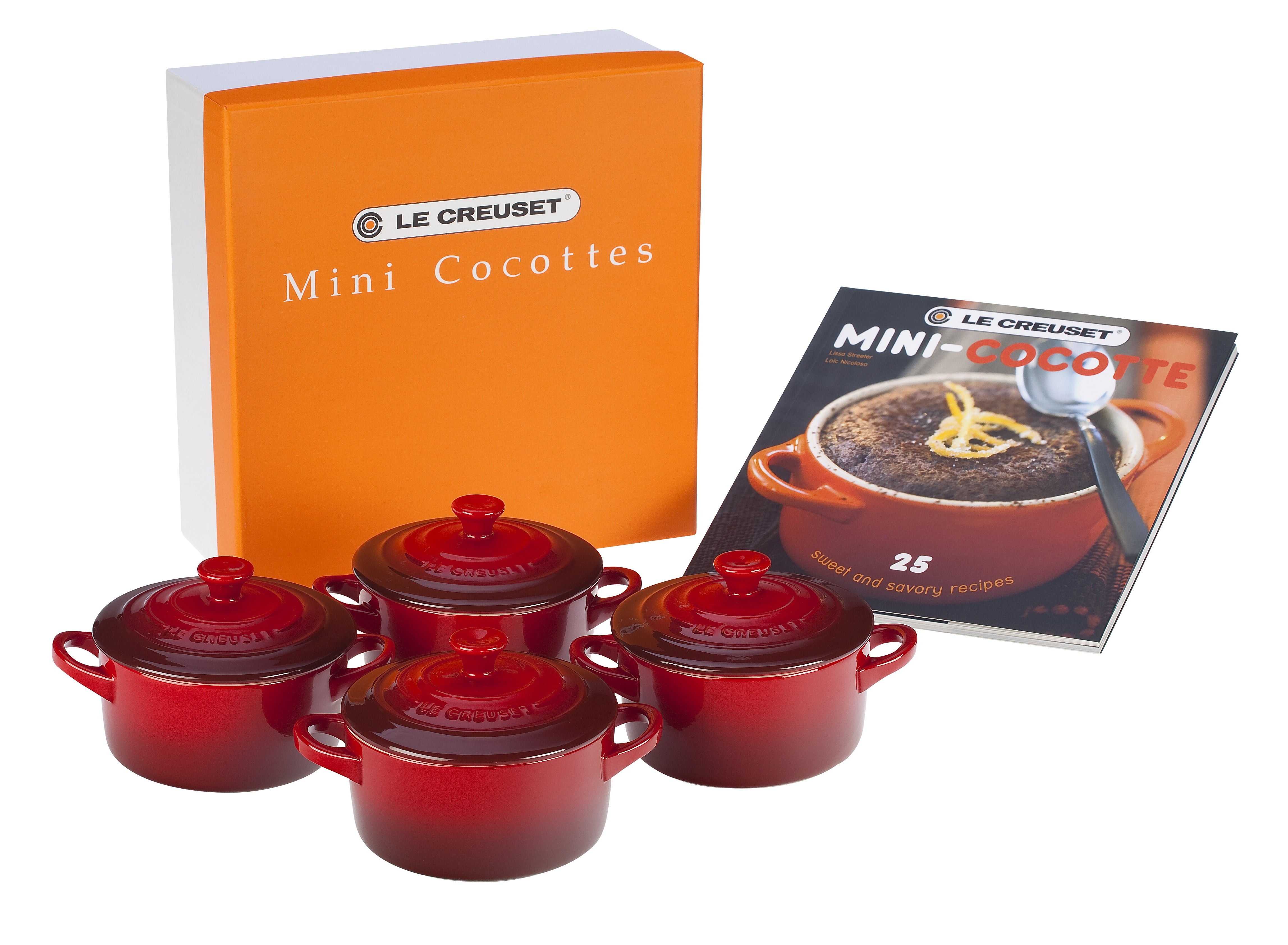 8oz Mini Cocottes Set with Cookbook - 4pk Cerise