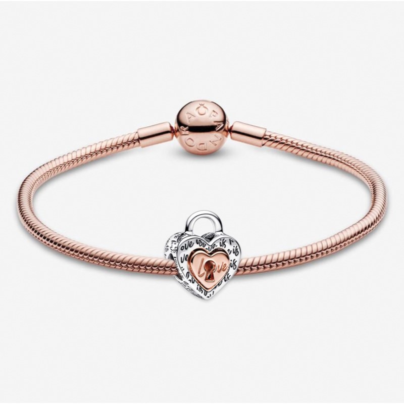 Two-Tone Padlock Bracelet - (Size 7.5)