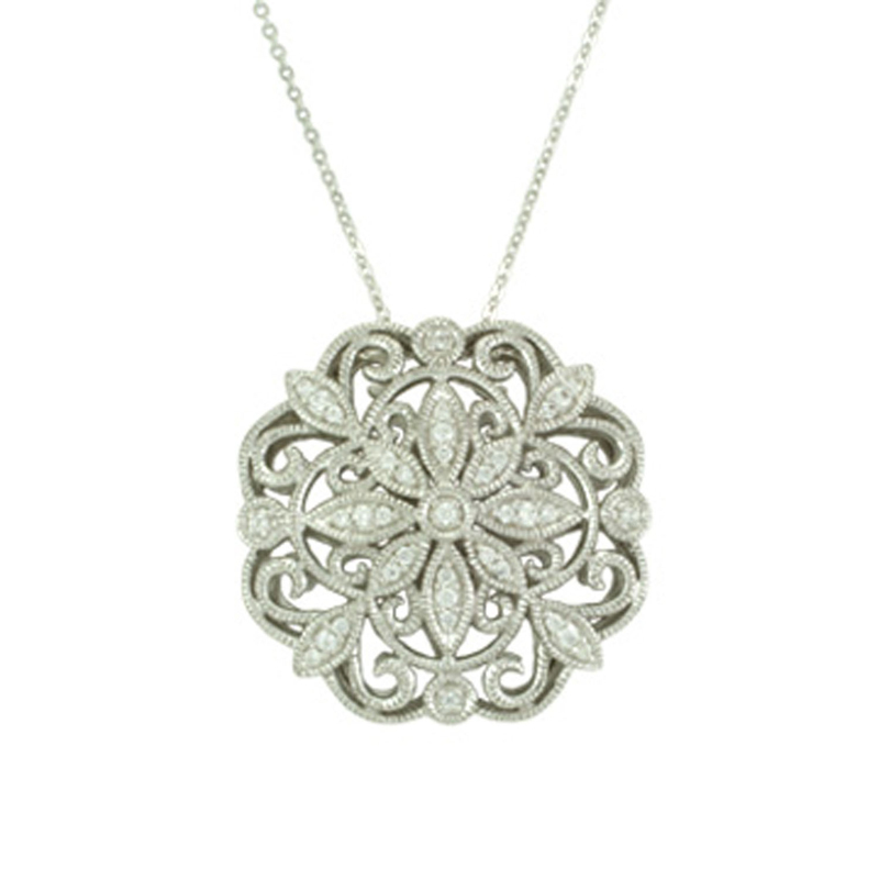 Silver Antique Retro Flower Necklace