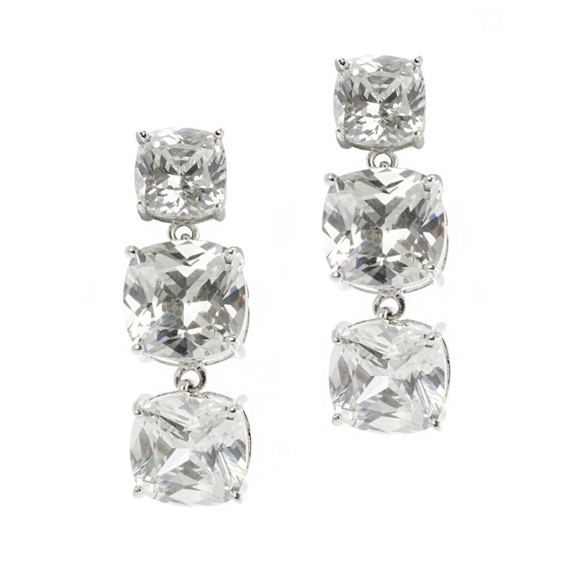 CZ by Kenneth Jay Lane Triple Cushion Drop Earrings