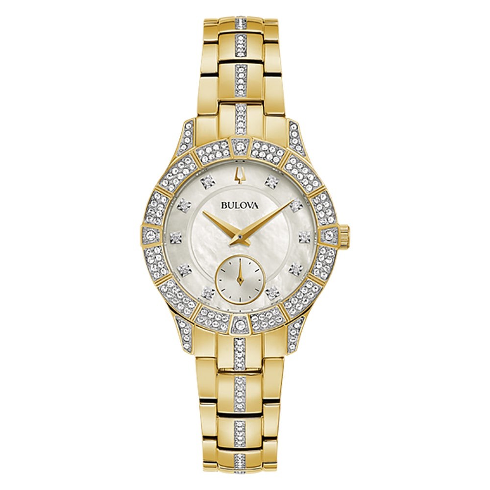 Ladies Phantom Gold-Tone Crystal Watch White Mother-of-Pearl Dial