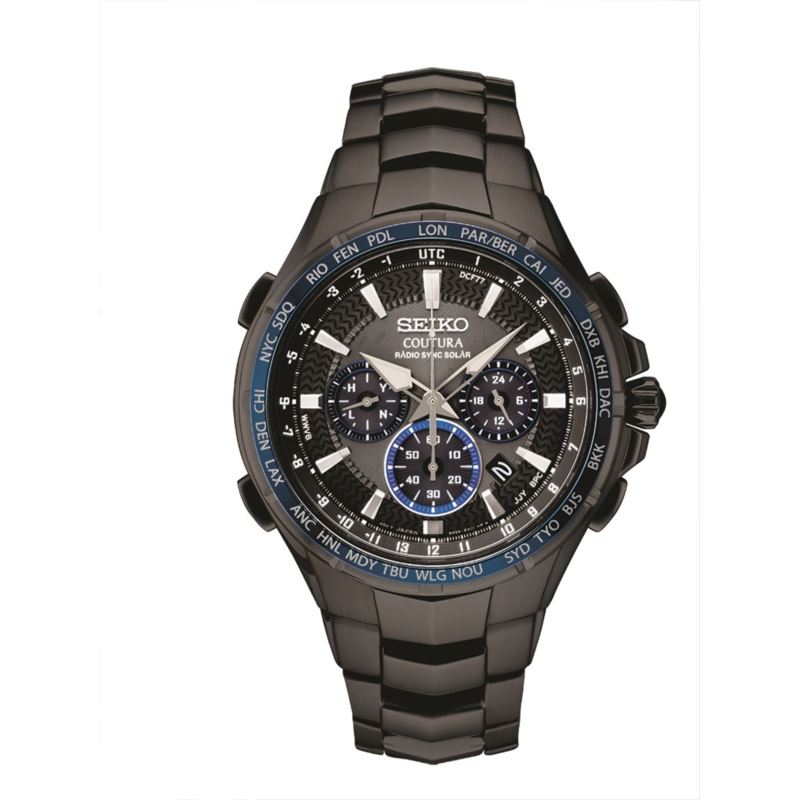Mens Solar Radio Synchronized Watch - (Black)
