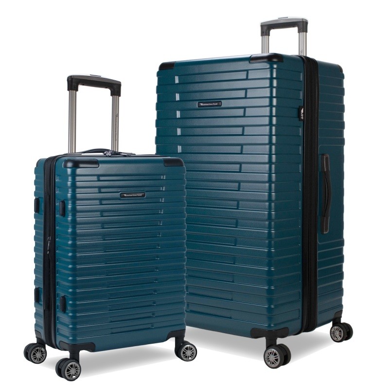 Travel Titan 2-Piece Set, Double Wheel Spinner Trunk Luggage, Hunter Green