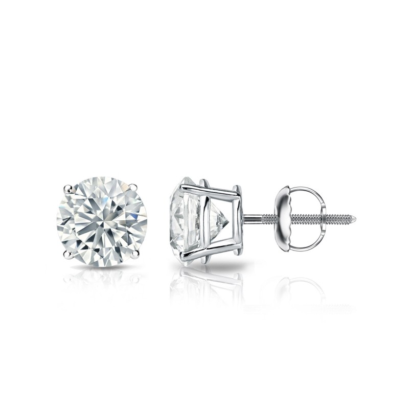 Round Lab Grown Diamond Screwback Stud in 14K White Gold 0.15ct Round Lab Grown Diamond Screwback Stud in 14K White Gold 0.15ct