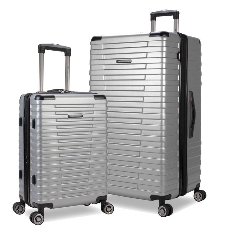 Travel Titan 2-Piece Set, Double Wheel Spinner Trunk Luggage, Silver