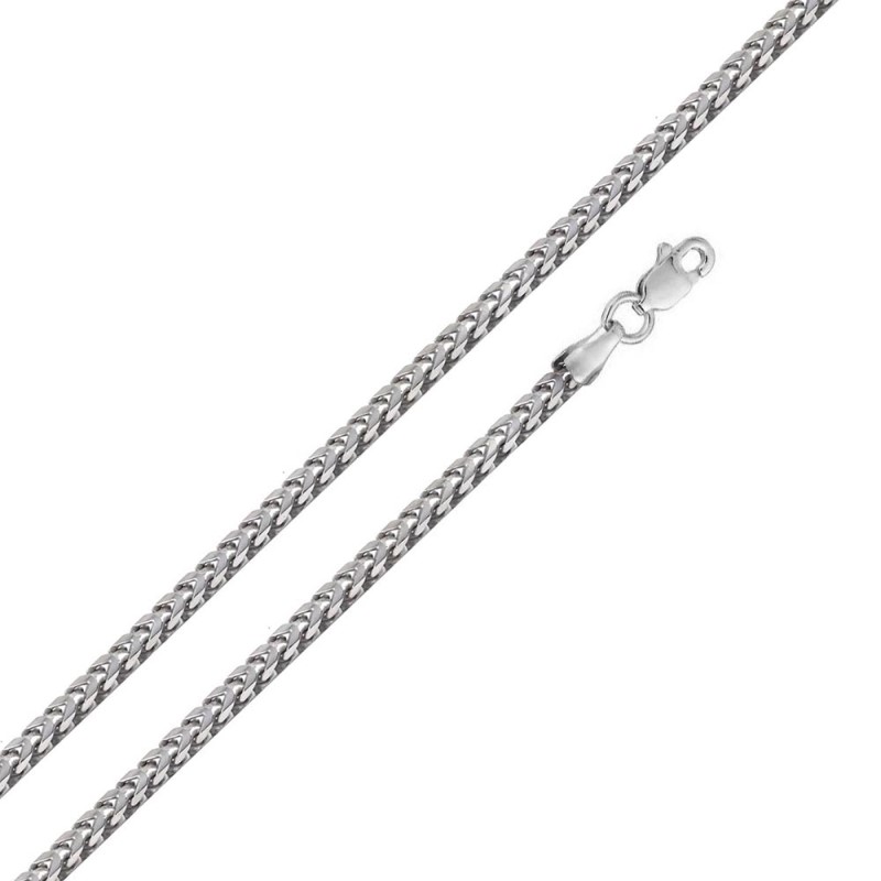 Rhodium Plated Hollow Round Franco Chain - (Sterling Silver) Rhodium Plated Hollow Round Franco Chain - (Sterling Silver)
