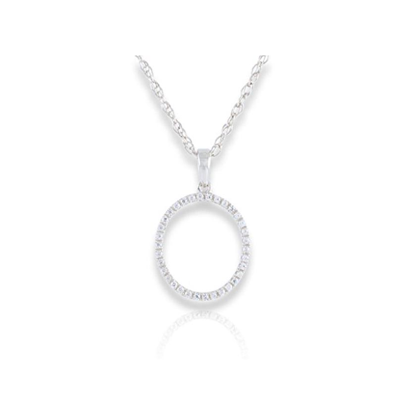 Diamond Initial O Necklace - (White Gold)