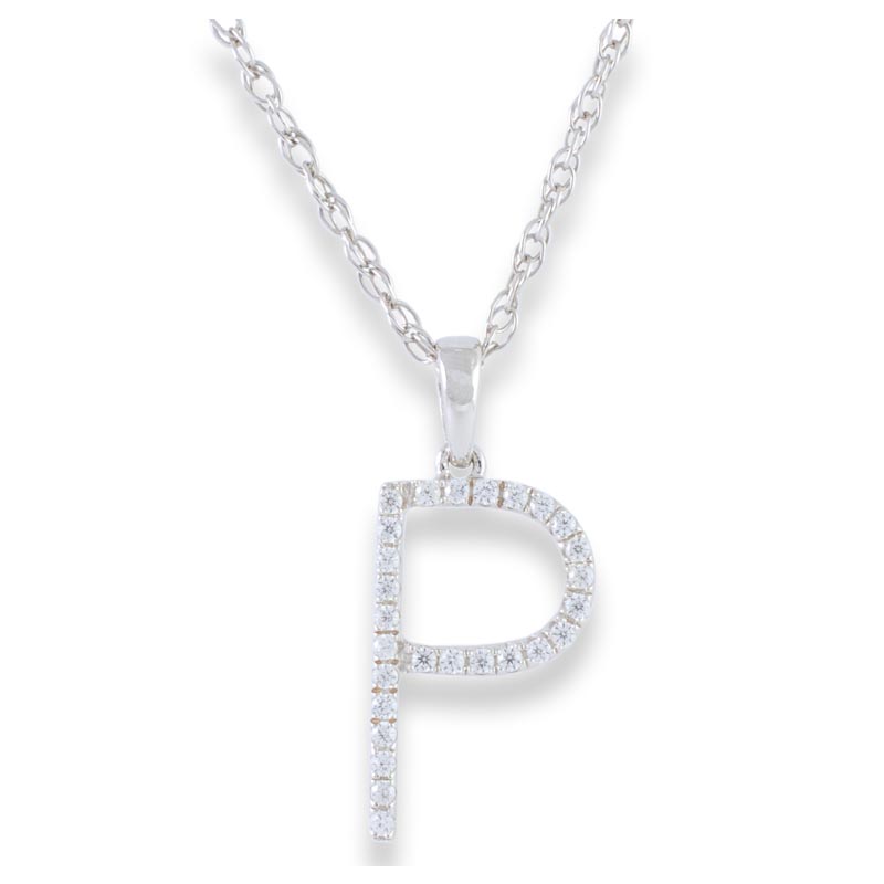 Diamond Initial P Necklace - (White Gold) Diamond Initial P Necklace - (White Gold)