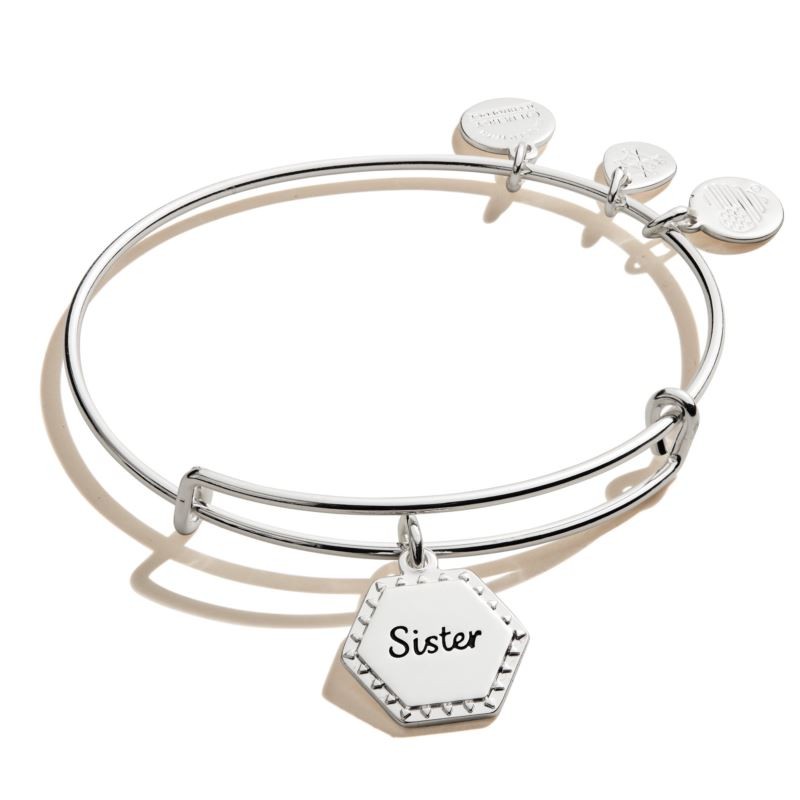 Sister Charm Bangle - Shiny Antique Silver