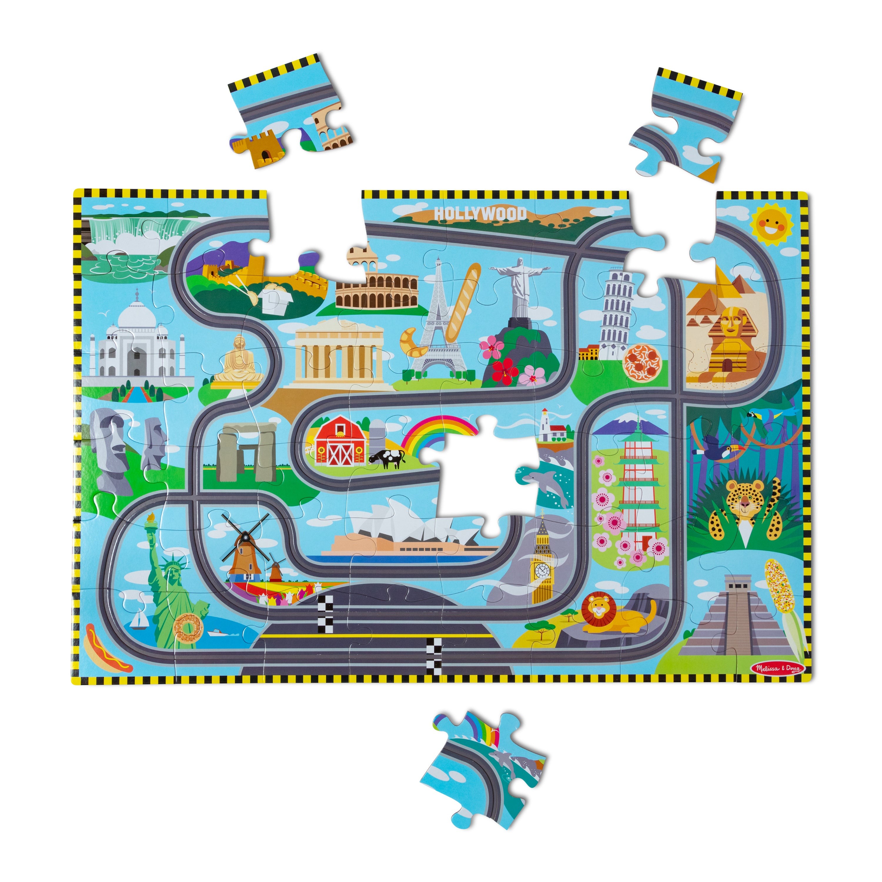 Race Around the World Tracks Floor Puzzle Ages 3+ Years
