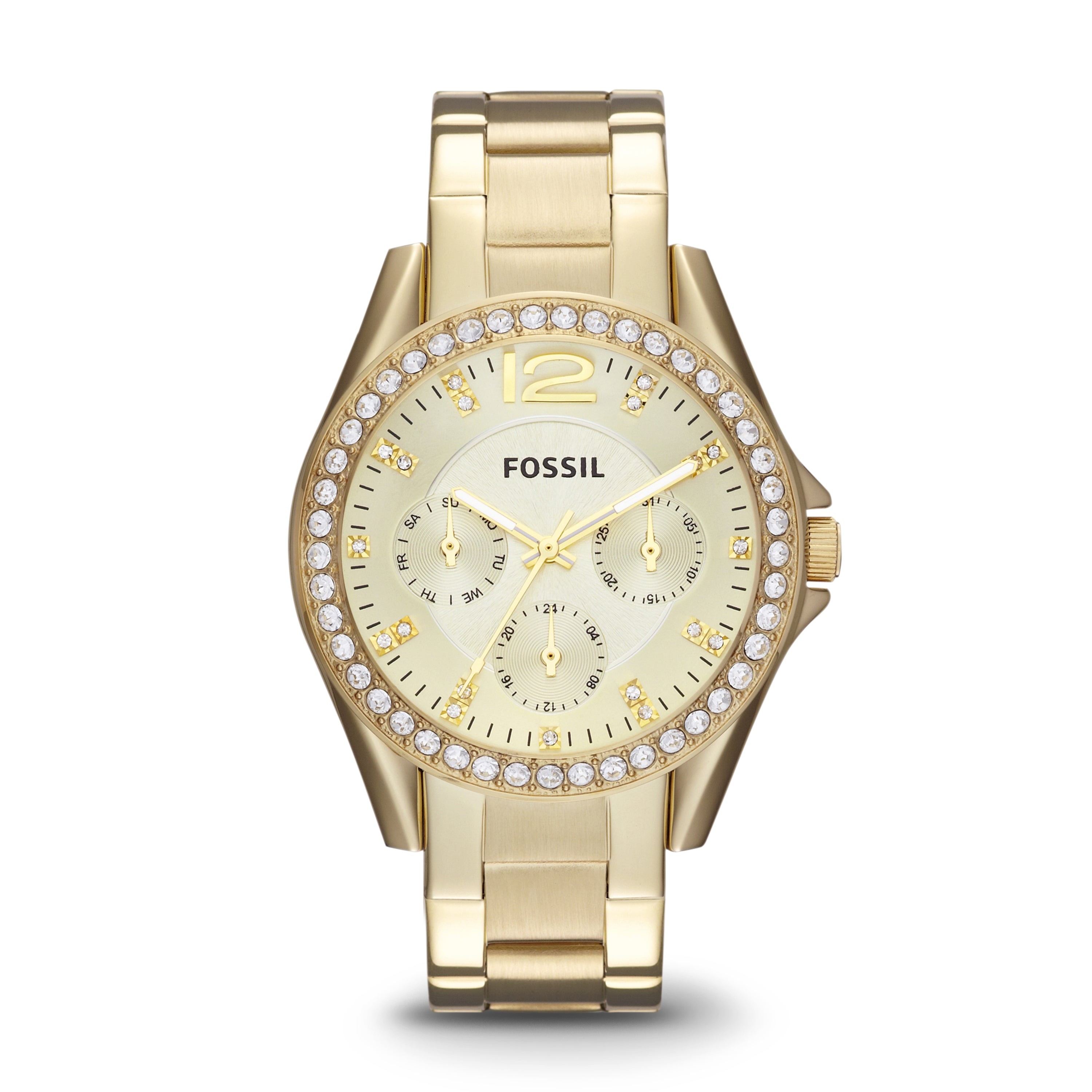 Ladies Riley Gold-Tone Multifunction Watch Champagne Dial