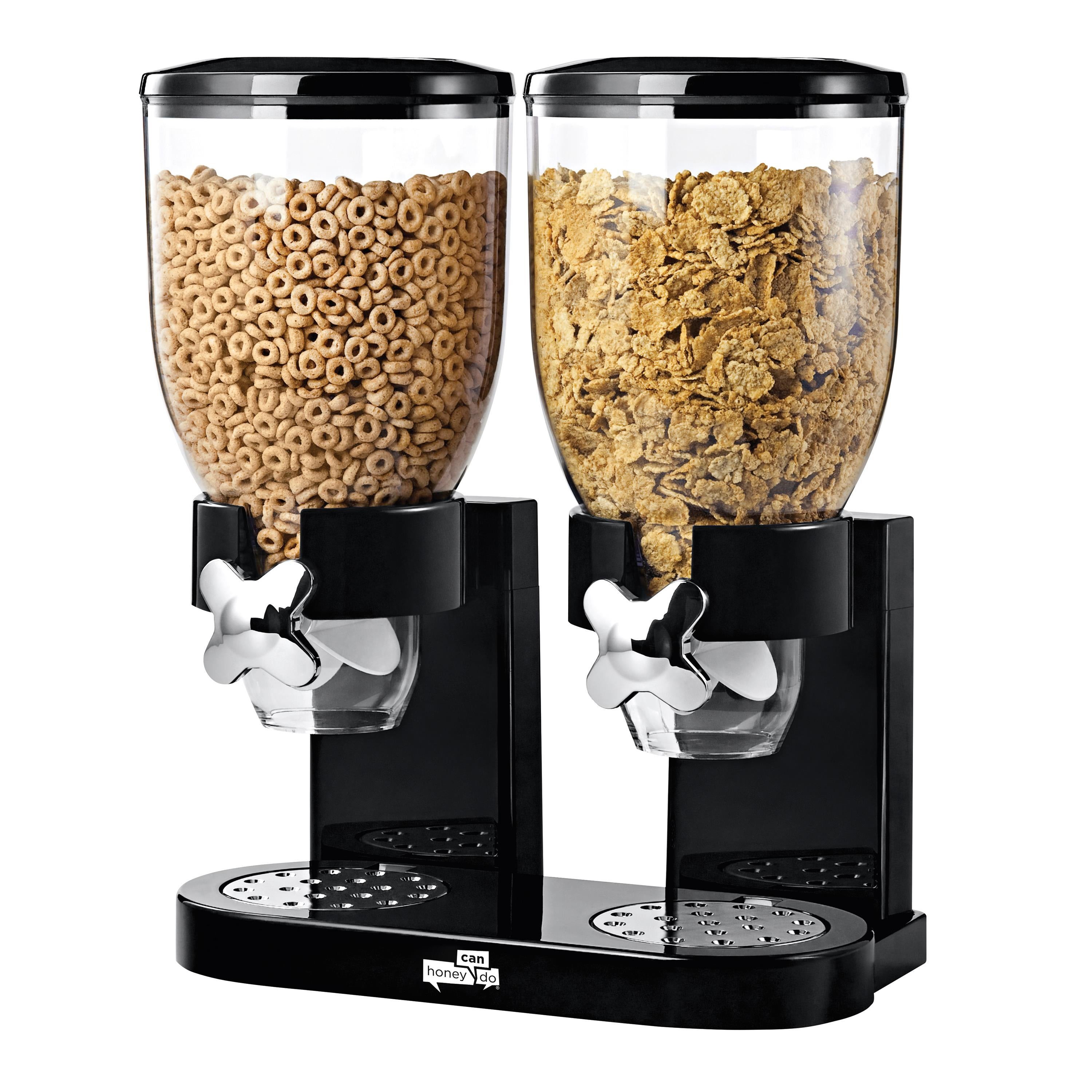 Double Cereal Dispenser w/ Portion Control Black