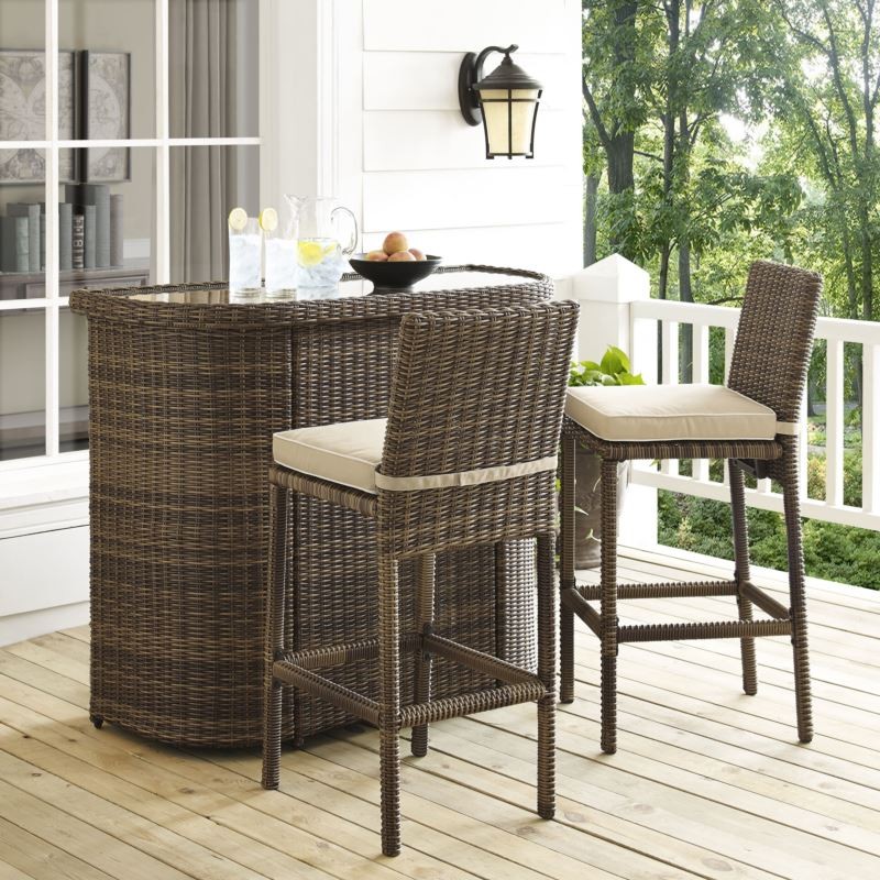 BRADENTON 3PC OUTDOOR WICKER BAR SET BRADENTON 3PC OUTDOOR WICKER BAR SET