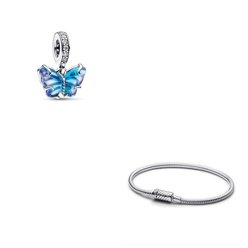 Magnetic Clasp Snake Bracelet - Butterfly Dangle Charm Magnetic Clasp Snake Bracelet - Butterfly Dangle Charm