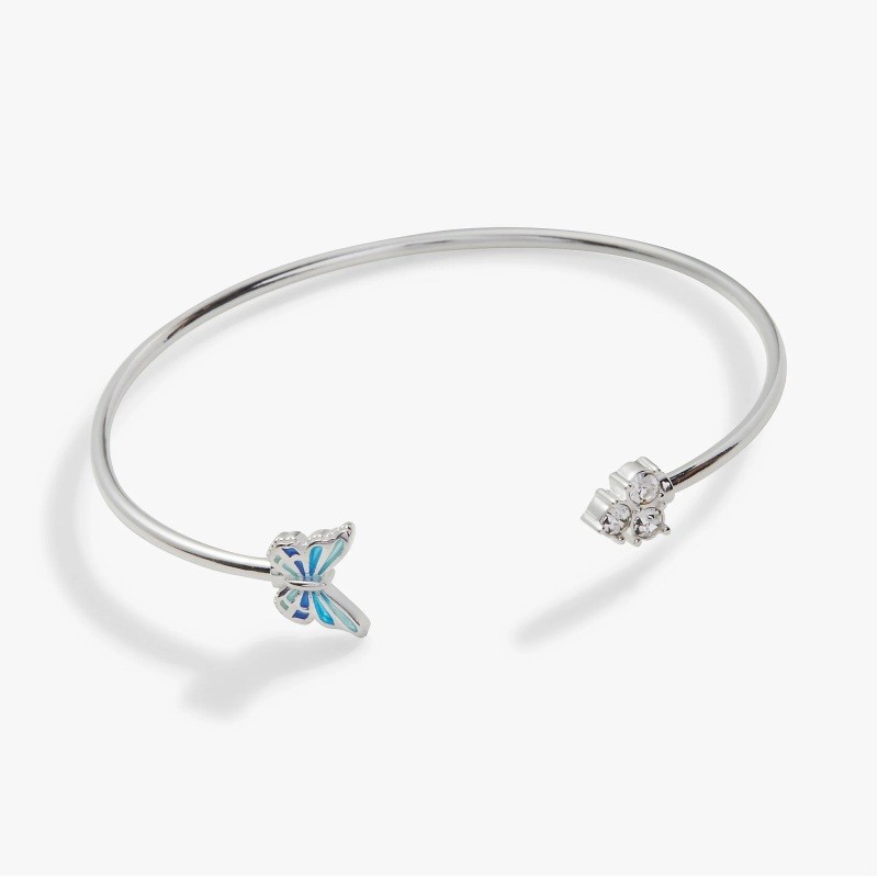 Butterfly + crystal flex cuff bracelet